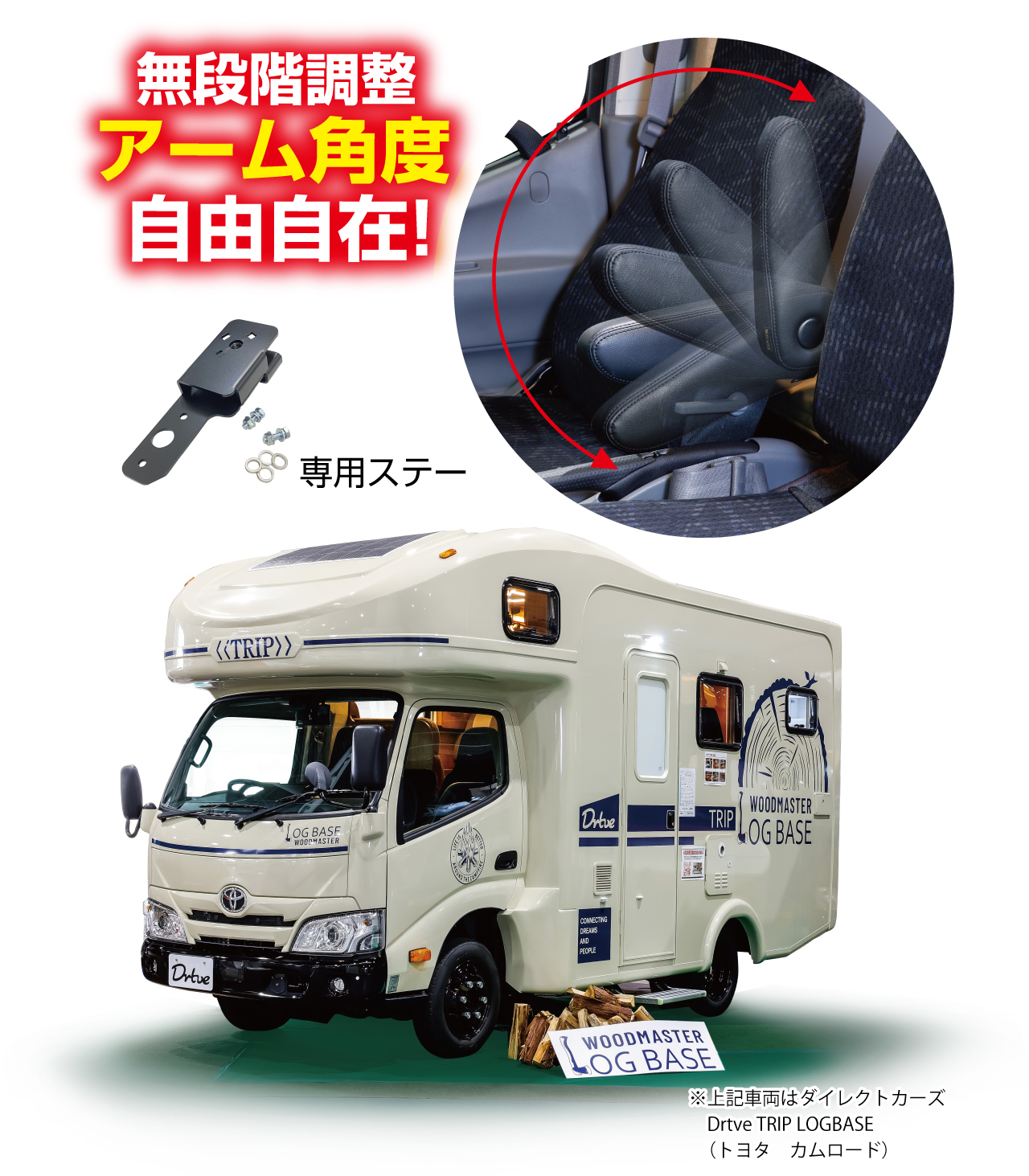 フロントシートアームレスト 無段階タイプ　運転席カムロード用